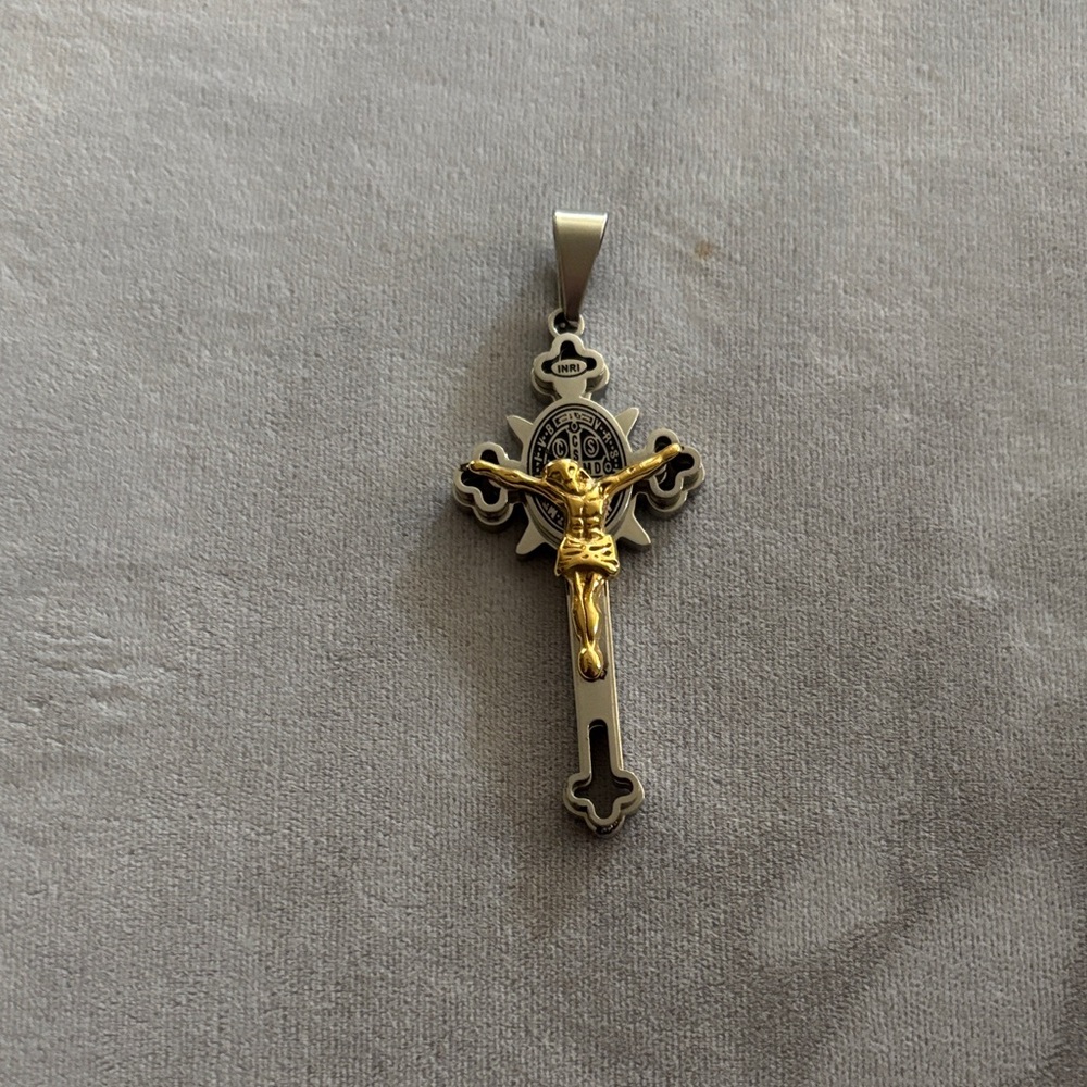 Elegant Gold and Silver Crucifix Necklace
